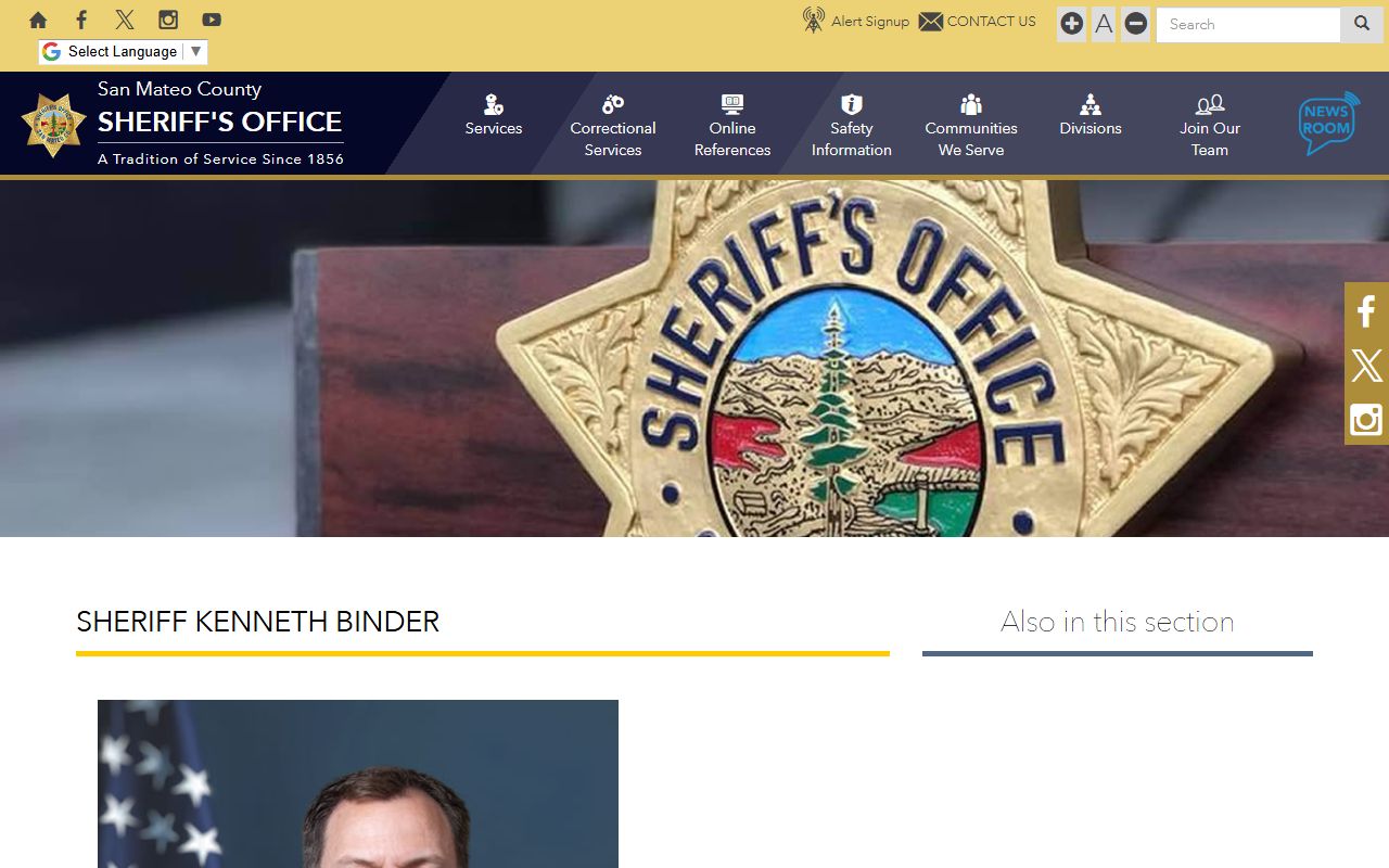 Sheriff Kenneth Binder of San Mateo County jail and inmate records office