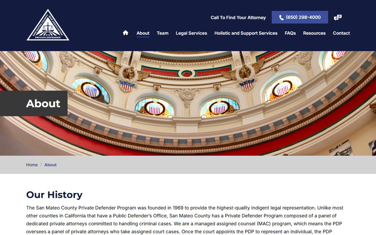 San Mateo County Private Defender Program indigent defense official page